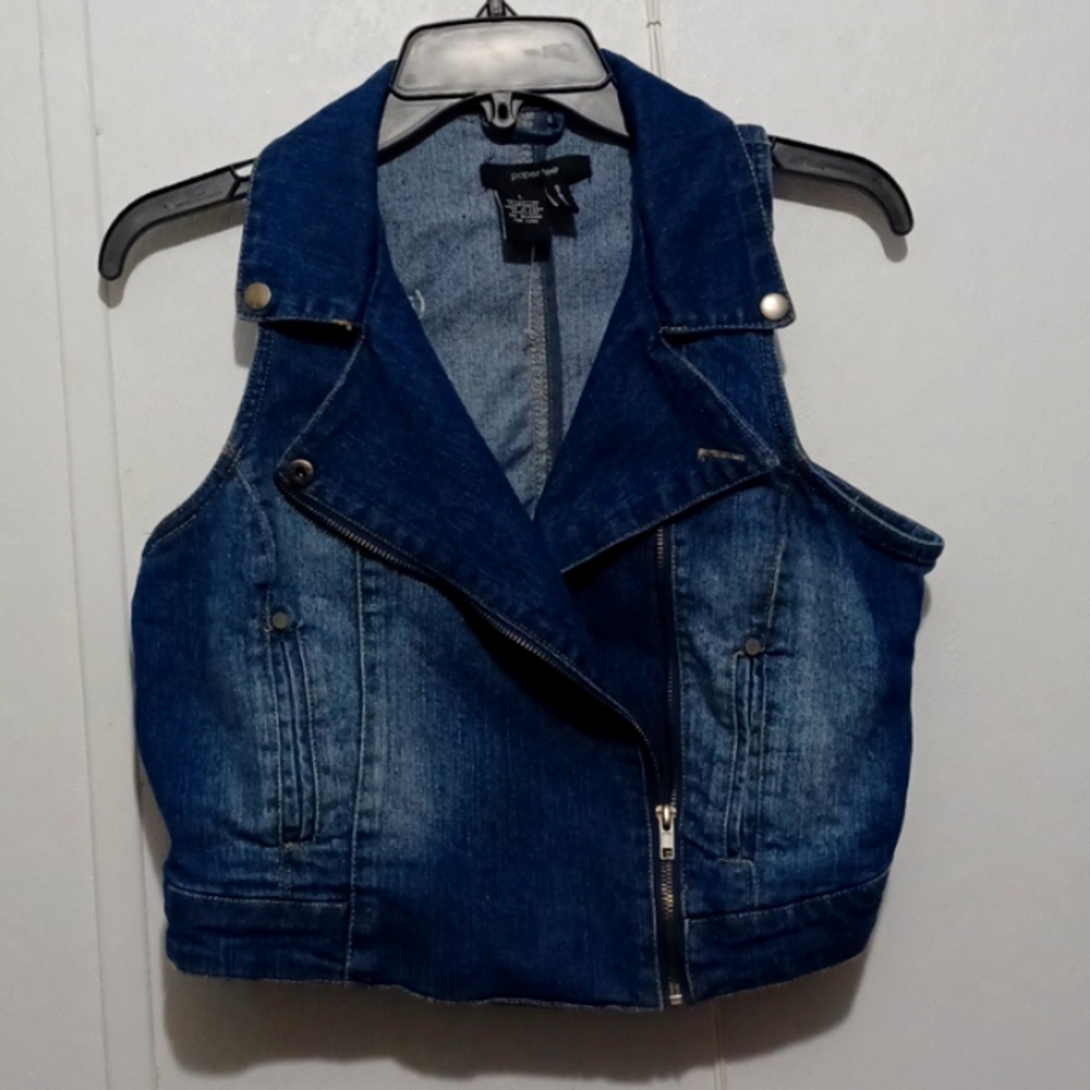 Paper Tee, women's,  large,jean, sleeveless jacket vest